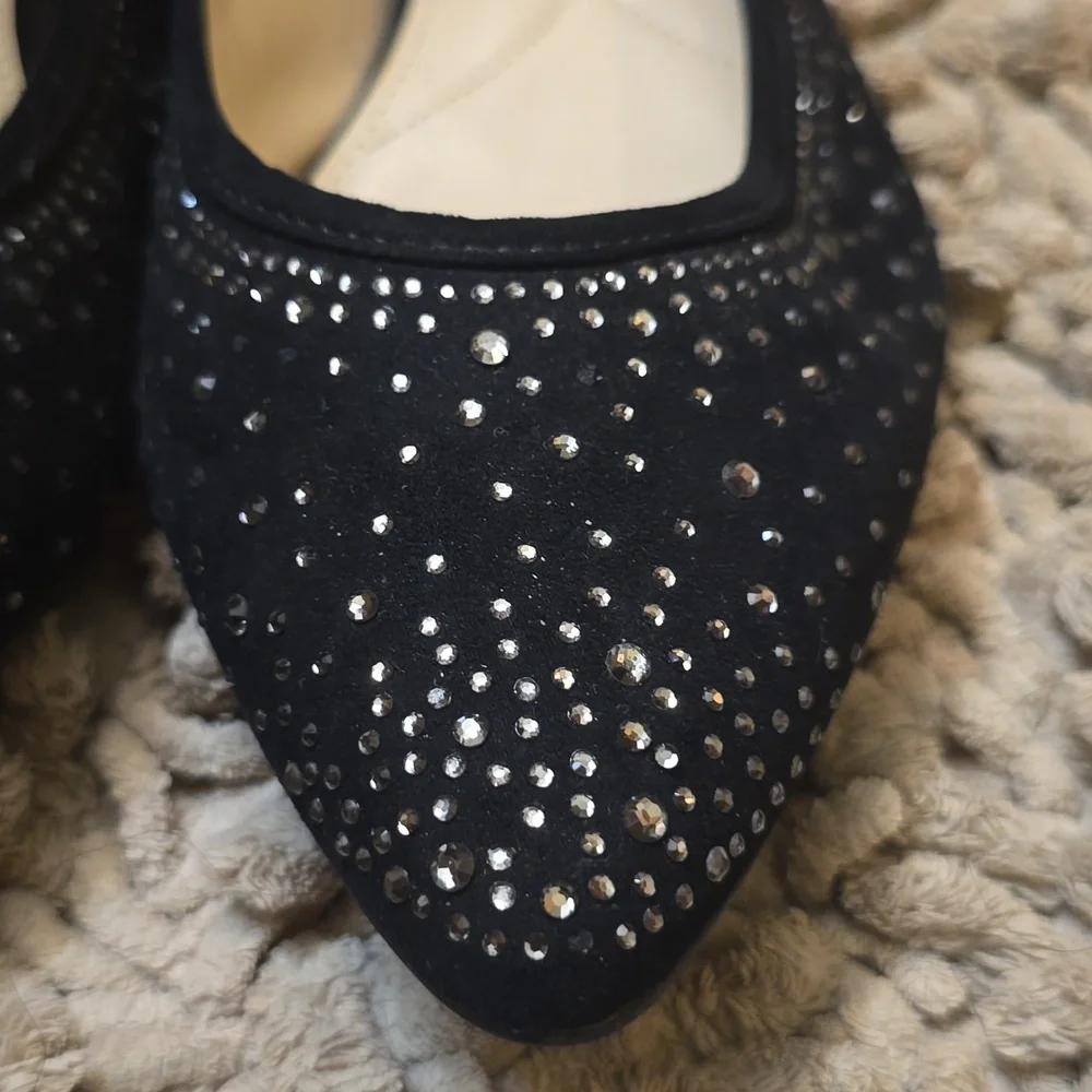 Jennifer Lopez Womens Size‎ 10 Black Studded Flat Shoes